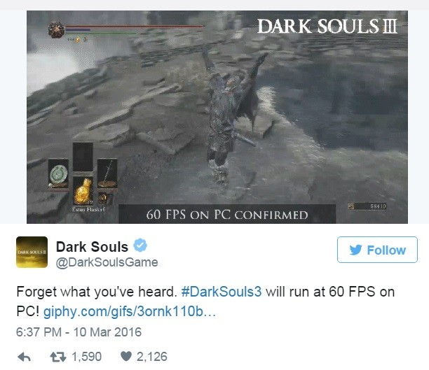 Dark Souls 3 will run at 60fps on PC